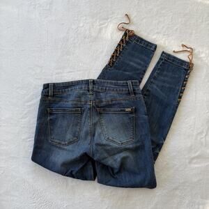 White House Black Market Jeans Womens 2 Blue Skinny The Skimmer Lace Up Hem
